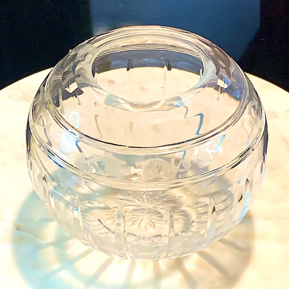 WEDGWOOD MONARCH ROSE BOWL CRYSTAL VINTAGE 7 INCH ROUND - Picture 2 of 12
